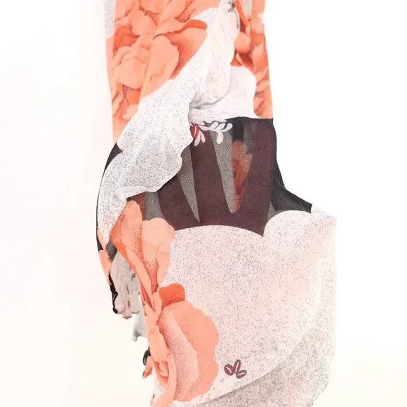 Moulinette Soeurs Anthropologie 100% Silk Dress Sheer Ruffle Floral Size 6 - Picture 10 of 14